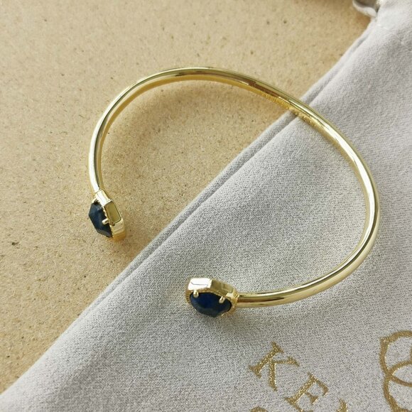 NEW Kendra Scott Gold Cobalt Howlite Davie Cuff Bracelet - Picture 3 of 3